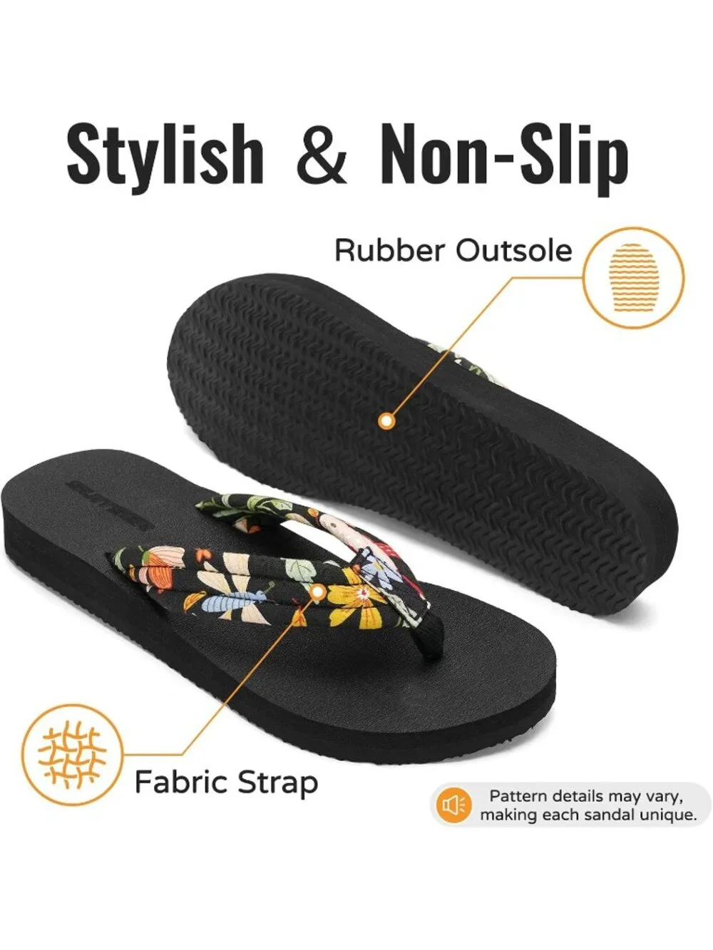 Women's Black Summer Lightweight Soft Fabric Straps Flip Flops Beach Sandals